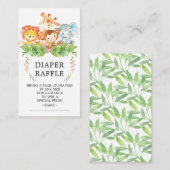 サファリジャングルベビーシャワーおむつラッフルチケット エンクロージャーカード (正面/裏面)