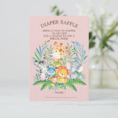 サファリジャングルベビーシャワーおむつラッフルチケット 招待状 (スタンド正面)