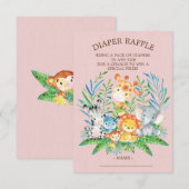 サファリジャングルベビーシャワーおむつラッフルチケット 招待状 (正面/裏面)