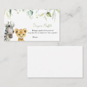 サファリジャングルベビーシャワーおむつラッフル 名刺 (正面/裏面)