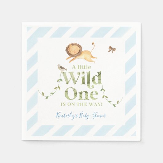 サファリジャングルベビーシャワーのためのベビーガールまたは男の子昼寝 スタンダードカクテルナプキン (正面)