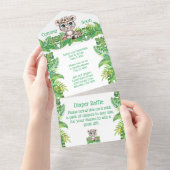 サファリジャングルベビーシャワーオールインワン招待状 オールインワン招待状 (貼ってはがせる)