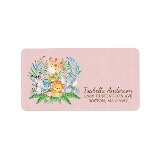 サファリジャングルベビーシャワー住所 シール (正面)