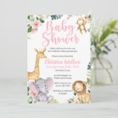 サファリジャングルベビーシャワー招待状フォーガールズ 招待状 (スタンド正面)