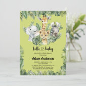 サファリジャングルベビーシャワー招待状 – かわいい動物 招待状 (スタンド正面)