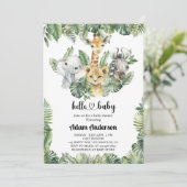 サファリジャングルベビーシャワー招待状 – かわいい動物 招待状 (スタンド正面)