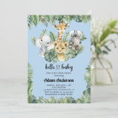 サファリジャングルベビーシャワー招待状 – かわいい動物 招待状 (スタンド正面)