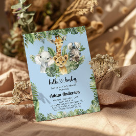 サファリジャングルベビーシャワー招待状 – かわいい動物 招待状