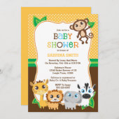 サファリジャングルベビーシャワー招待状 招待状 (正面/裏面)