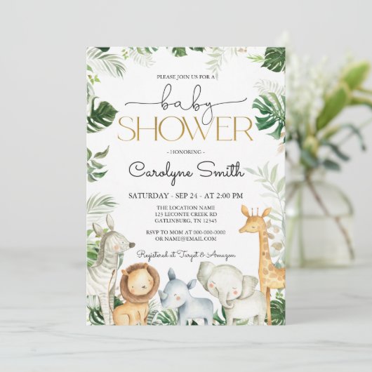 サファリジャングルベビーシャワー招待状 招待状 (スタンド正面)