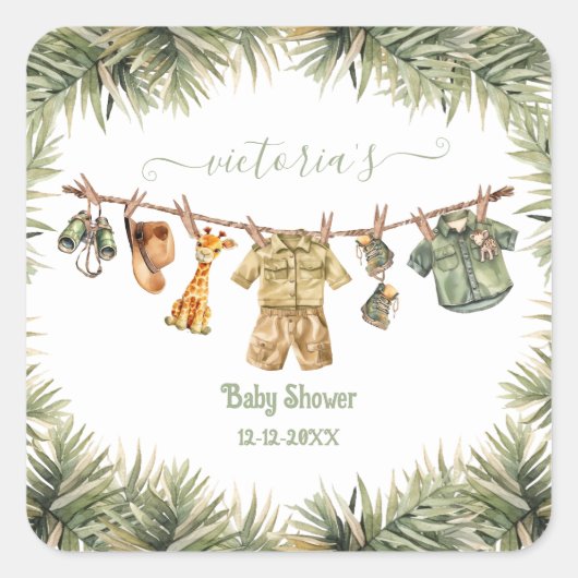 サファリジャングルベビーシャワー物干し スクエアシール (正面)