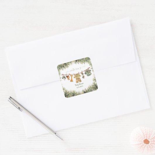 サファリジャングルベビーシャワー物干し スクエアシール (封筒)