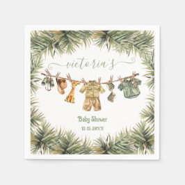 サファリジャングルベビーシャワー物干し スタンダードカクテルナプキン