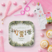 サファリジャングルベビーシャワー物干し ペーパープレート (パーティー)