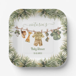 サファリジャングルベビーシャワー物干し ペーパープレート