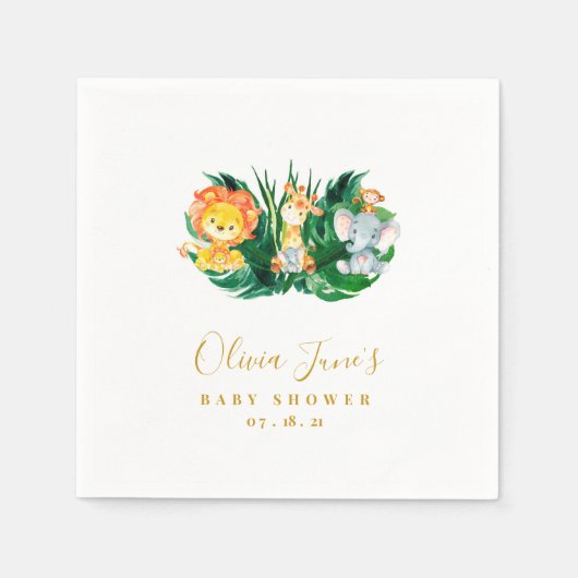 サファリジャングルベビーシャワー スタンダードカクテルナプキン (正面)