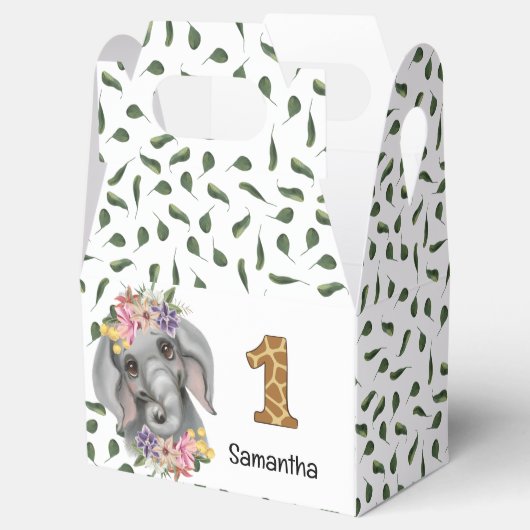 サファリジャングルベビーゾウ水彩フローラ フェイバーボックス (オープン)