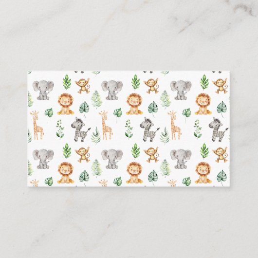 サファリジャングルボホベイビーシャワーおむつラッフルカード エンクロージャーカード (裏面)