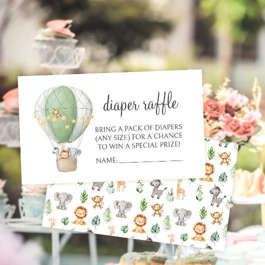 サファリジャングルボホベイビーシャワーおむつラッフルカード エンクロージャーカード