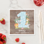 サファリジャングルボーイズファースト誕生日紙ナプキンス スタンダードランチョンナプキン (インサイチュ)