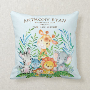 サファリジャングルボーイズ誕生統計ピロー クッション