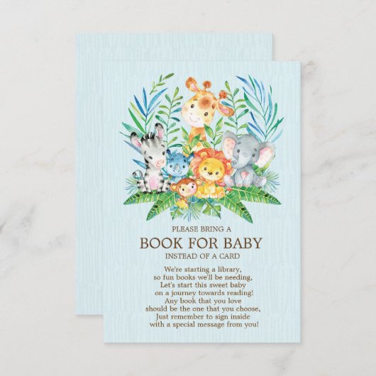 サファリジャングルボーイズ赤ちゃんシャワーベビー エンクロージャーカード (正面/裏面)