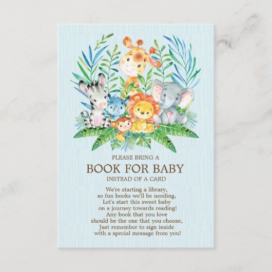サファリジャングルボーイズ赤ちゃんシャワーベビー エンクロージャーカード (正面)
