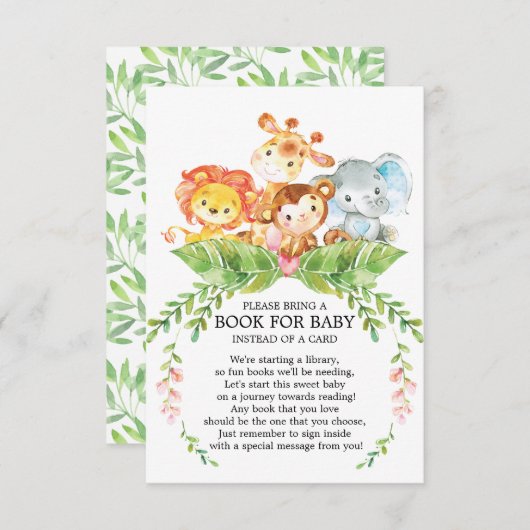 サファリジャングルボーイズ赤ちゃんシャワーベビー エンクロージャーカード (正面/裏面)
