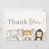 サファリジャングルボーイベビーシャワーサンキューカード 招待状 (正面)