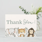 サファリジャングルボーイベビーシャワーサンキューカード 招待状 (スタンド正面)