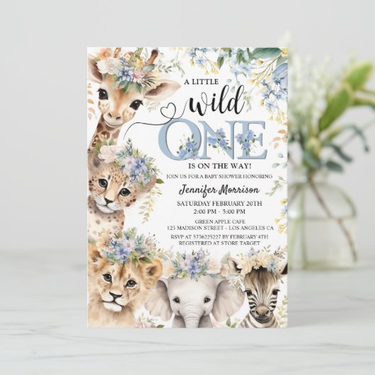 サファリジャングルボーイ赤ちゃんシャワー 招待状 (スタンド正面)