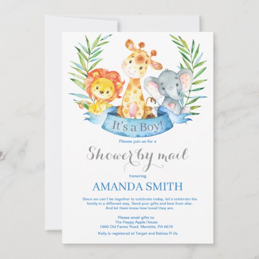 サファリジャングルボーイ赤ちゃんシャワーbyメール 招待状 (正面)