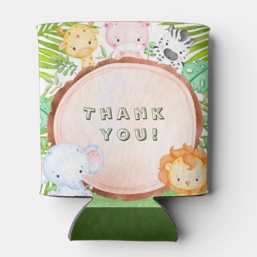 サファリジャングルマンガアニマル動物の赤ちゃんシャワーありがとう 缶クーラー (裏面)