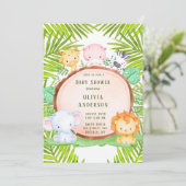サファリジャングルマンガ動物の赤ちゃんシャワー 招待状 (スタンド正面)