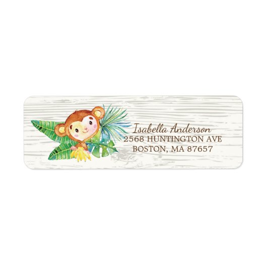 サファリジャングルモンキーベビーシャワー住所 シール (正面)