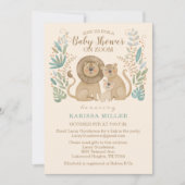 サファリジャングルライオンバーチャル男の赤ちゃんシャワー 招待状 (正面)