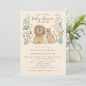 サファリジャングルライオンバーチャル男の赤ちゃんシャワー 招待状 (スタンド正面)