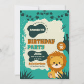 サファリジャングルライオン1歳の誕生日招待状 招待状 (正面)