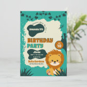 サファリジャングルライオン1歳の誕生日招待状 招待状 (スタンド正面)