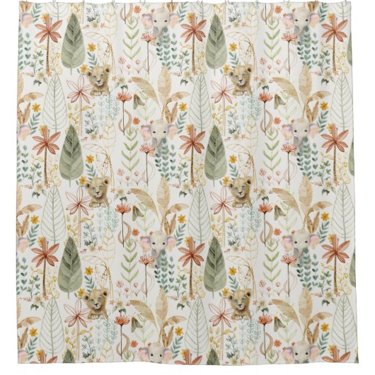 サファリジャングルリトルライオンキングボーイベビー子供部屋 シャワーカーテン (正面)