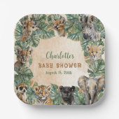サファリジャングルワイルドアニマルニュートラルベビーシャワー ペーパープレート (正面)