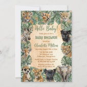 サファリジャングルワイルドアニマルハローベビーシャワー 招待状 (正面)