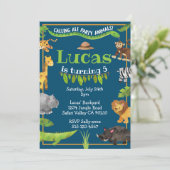 サファリジャングルワイルドワンアニマルバースデーパーティー 招待状 (スタンド正面)