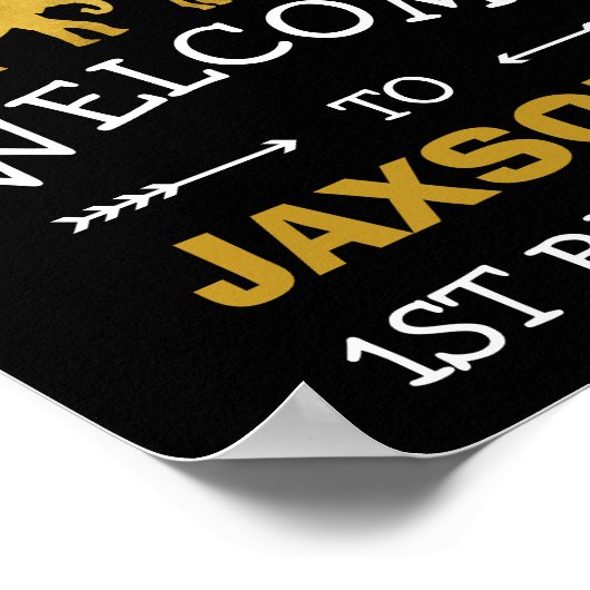 サファリジャングルワイルドワントロピカル誕生日へようこそ ポスター (角)