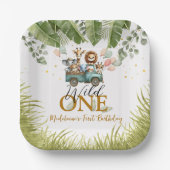 サファリジャングルワイルドワンファースト誕生日スクエア ペーパープレート (正面)