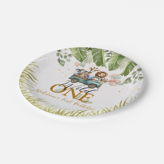 サファリジャングルワイルドワンファースト誕生日 ペーパープレート (アングル)