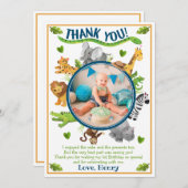 サファリジャングルワイルドワン動物 サンキューカード (正面/裏面)