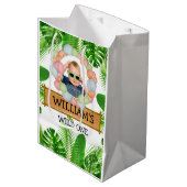 サファリジャングルワイルドワン誕生日写真 ミディアムペーパーバッグ (正面アングル)