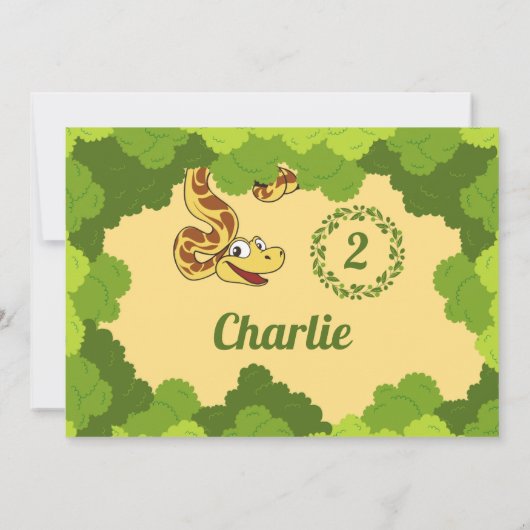 サファリジャングル動物かわいい漫画の誕生日パーティー 招待状 (裏面)