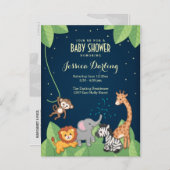 サファリジャングル動物かわいい赤ちゃんシャワー インビテーションポストカード (正面/裏面)